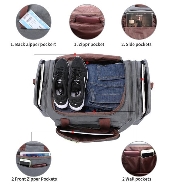 Large Capacity Grey Suitcase Duffle Bag With Shoe Compartment