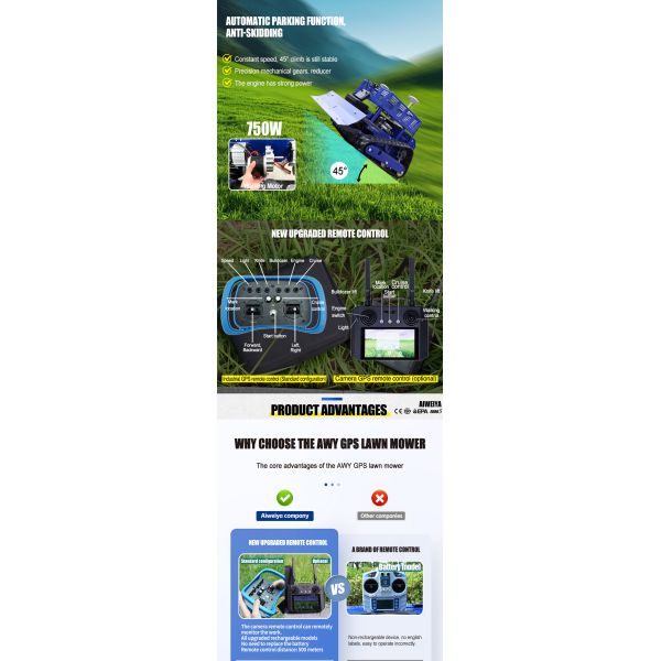 Factory Direct Industrial Grade 4-Stroke Cordless GPS-Enabled Remote-Controlled Tracked Brush Cutter Mini Robot Mower