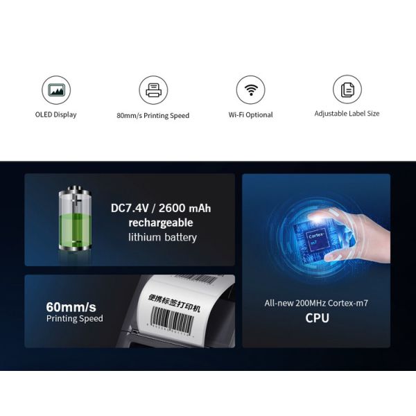 Bluetooth Handheld photo 80mm Portbale Mini Thermal Printer Compatible Android IOS