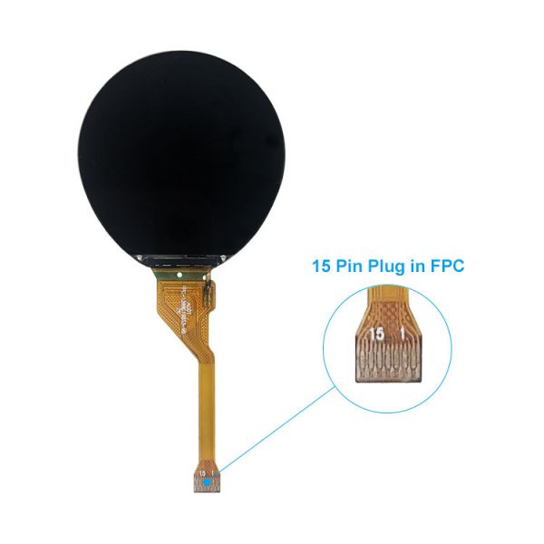1.39 Inch Round Display, TFT LCD 360x360 , 15 Pins QSPI Interface, 400 CD/M2