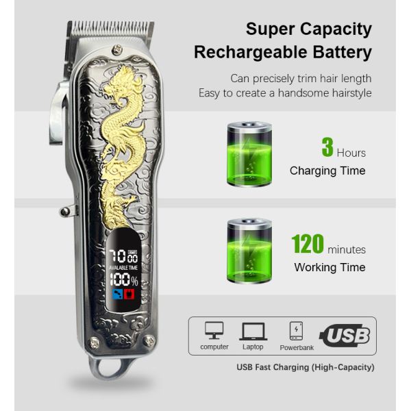 Professional Rechargeable Electric Hair Trimmer With Replacement Blade