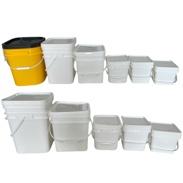 Polypropylene/HDPE Square Plastic Buckets with Lid and Handle Custom Color Printing