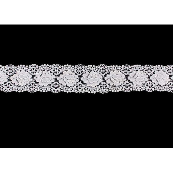 White Double Waves Edge Chemical Guipure Lace Trim With Scalloped Lace Borders