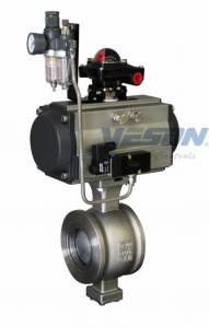 China V Notch Pneumatic Actuated Ball Valve , Motorized Ball Valve Nickel Plated on sale