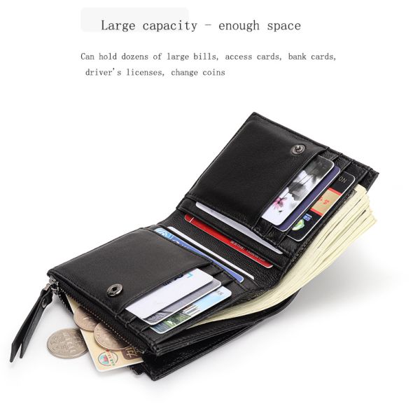 Genuine Leather Hand-woven Coin Purse Short Wallet for Men Women Unisex Sheepskin Wallet