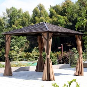 China 3x5m 5x3m Metal Roof Gazebo Outdoor Garden With Curtains And Mesh Cover on sale