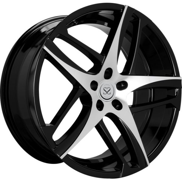 19 inch black machine face chrome 5*120 1 piece forged racing wheels rim