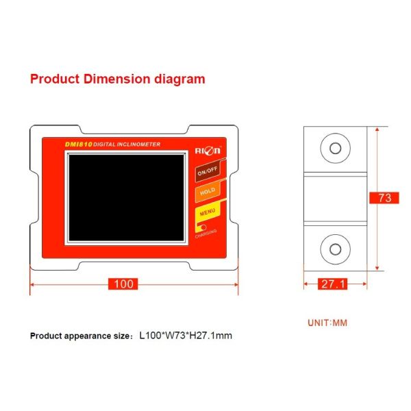 RION Spot Monitoring Single Axis Digital Inclinometer Display Screen