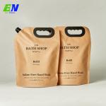 China Customized 2L Kraft Paper Spout Pouch With Handle For Liquid Packaging for sale