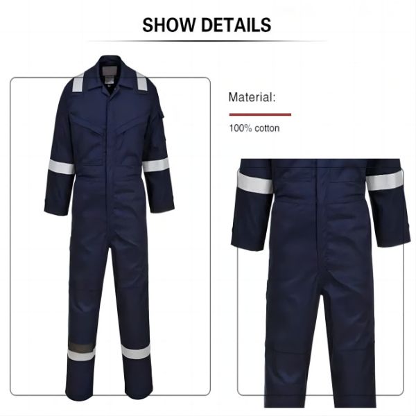 Fire Retardant 100% Cotton Breathable Safety Coverall Suit for Personal Protection