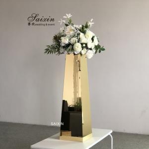 China ZT-566 New design wedding centerpiece gold mirror pillar for flower arrangement on sale