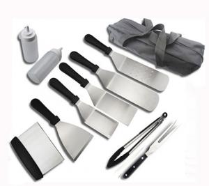 China Professional Griddle Accessories Cooking Kit 11PCS In Rollbag set for BBQ Kitchen Outdoor  tool on sale