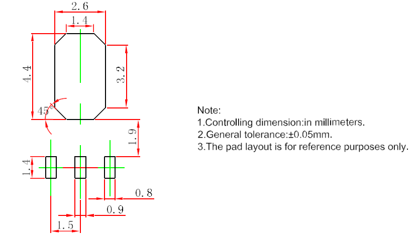 SOT-89-3L A44 Silicon Power Transistor NPN Collector Base Voltage 400V