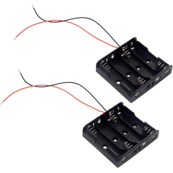 Black 4 1.5V AA Battery Holder Box For Arduino
