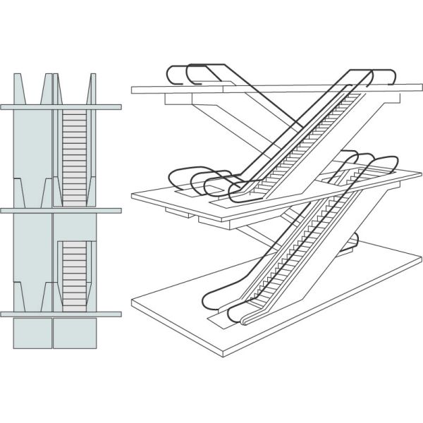 High Efficiency Heavy Duty Escalator , X Type Cross Arrangement Indoor Escalator