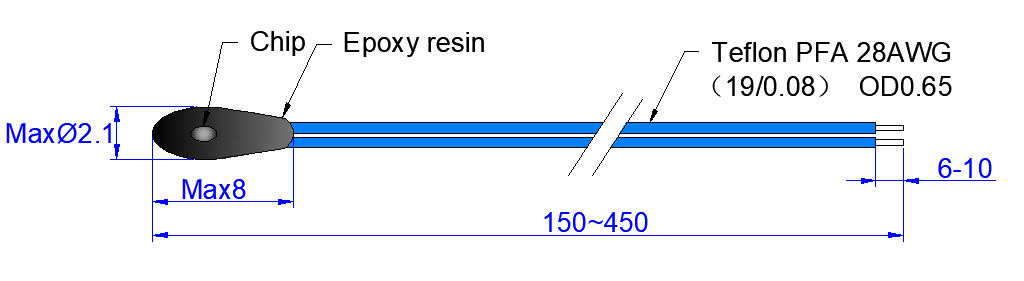 5k 8k Epoxy Coated NTC Thermistor 10K 25 C For Automotive Seat Heater