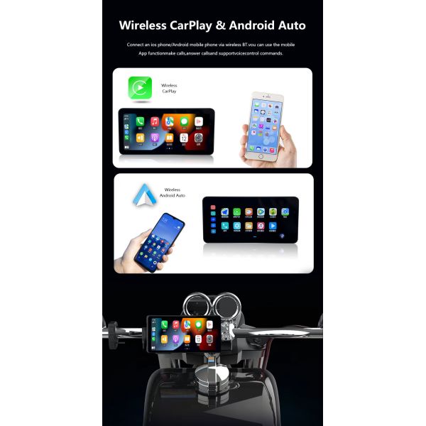Portable 6.3 Inch Android Motorcycle GPS Navigation CarPlay Android Auto With DVR Supports Radio Function Wireless Motorcycles