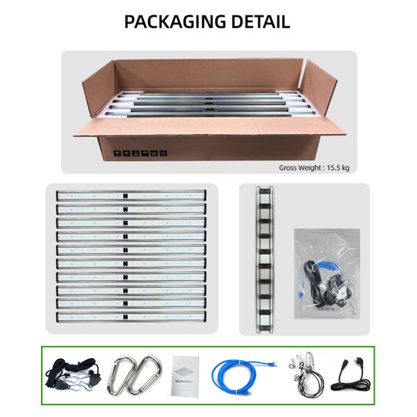 Three Channels Detachable LED Grow Light 10 Bar Full Spectrum Dimmable LED Grow Lights 1000W