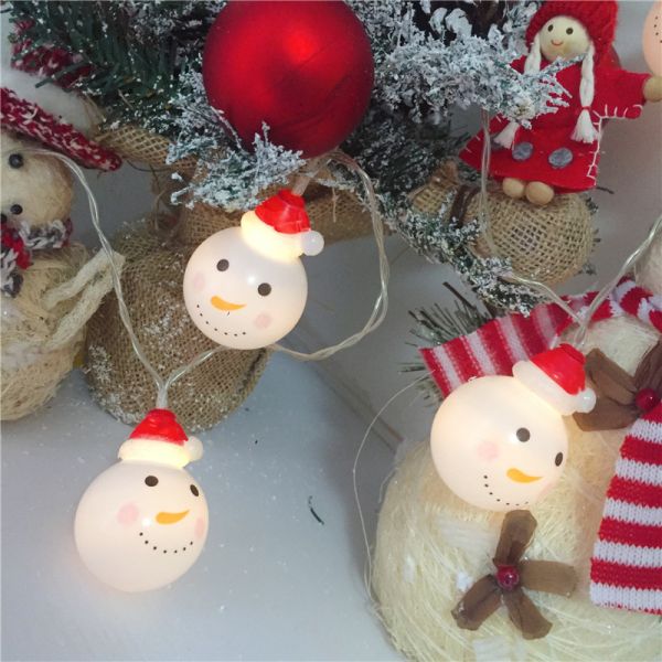 Christmas String Lights Battery Powered LED Lights Xmas Tree Indoor Outdoor Decoration Santa Claus Snowman Snowball Ornament