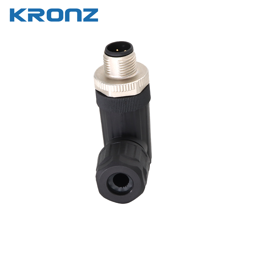 M12 Sensor Connector 4 Pin Aviation Plug 250V Angled Circular Connectos Resistance ≤5mΩ