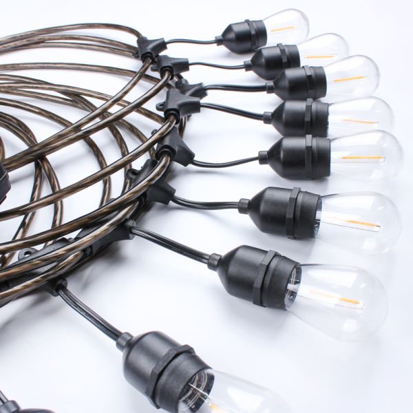 48ft S14 String Light 15PCS E27 LED Retro Edison Filament Bulb Outdoor Street Garden Patio Holiday Garland Festoon Lights