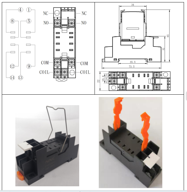 NNC Relay Socket PYF08A3 Series applied for HHC68B/MY2/JQX-18F/HH52P Relay