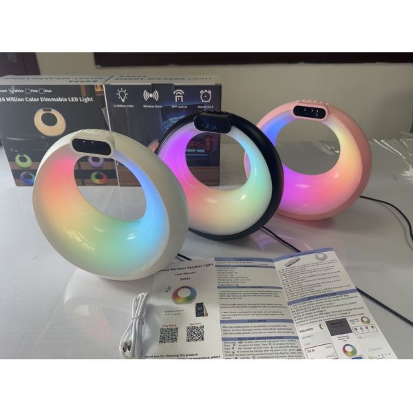 G-Shaped Smart Wireless Charger RGB Alarm Clock Speaker APP Control Atmosphere Desk Lamp Bluetooth LED Night Light