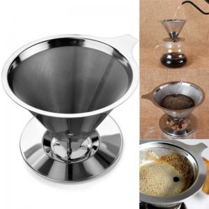 China Paperless Pour Over Coffee Dripper Slow Drip Coffee Filter Metal Cone -Single Serve Maker Removable Cup Stand Stainless on sale
