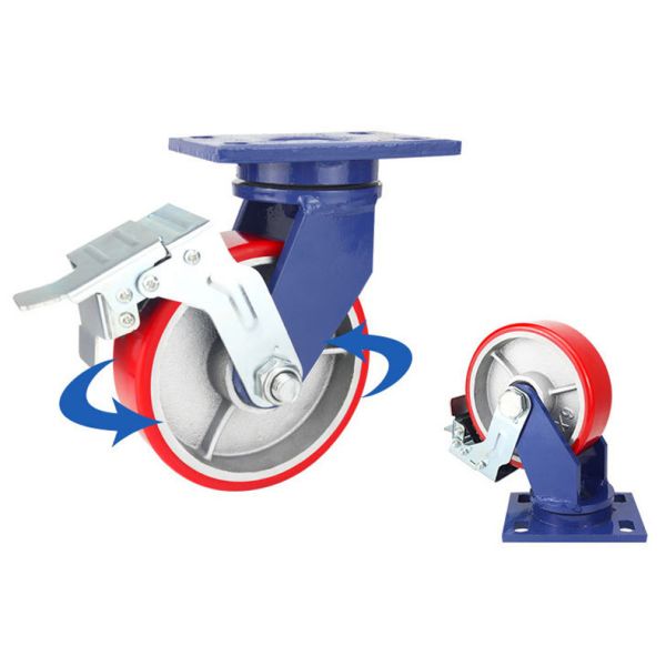 1 Ton High Load Heavy Duty Trolley Wheel Iron Core Red PU Castor Wheel