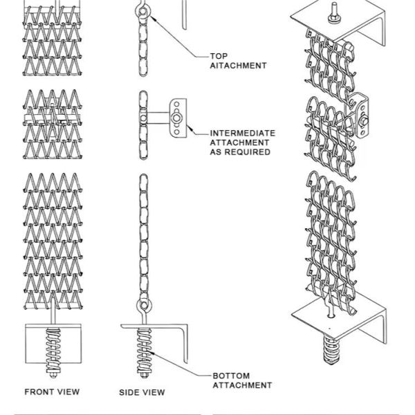 Architectural Round Wire Spiral Link Mesh , Decorative Woven Mesh For Stairway Railing