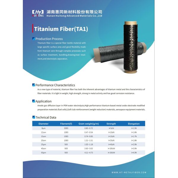 Ultra Fine Corrosion Resistance TA1 Titanium Fiber for PEM Water Electrolysis Anode Gas Diffusion Layer