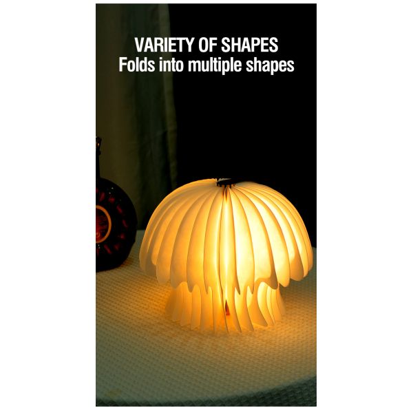 Wooden Foldable LED Table Mushroom Paper Lantern Small Reading Light