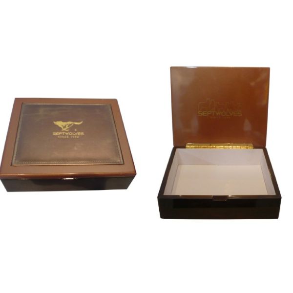 Customized Wooden Box With Heat Stamping / Laser Logo PU Velet inside for Cigar