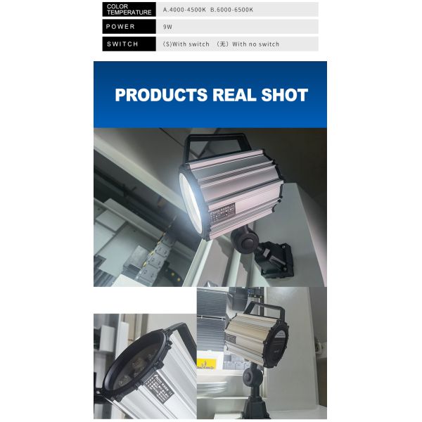 IP65 LED CNC Machine Work Light 9W 50000Hrs All Aluminum Industrial Machine Lamp For Milling EDM Grinding Machine