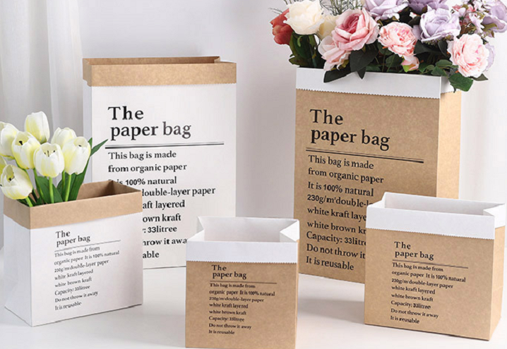 Custom Gift Packing Paper Bag Flower Packing Paper Bag Matte Capping