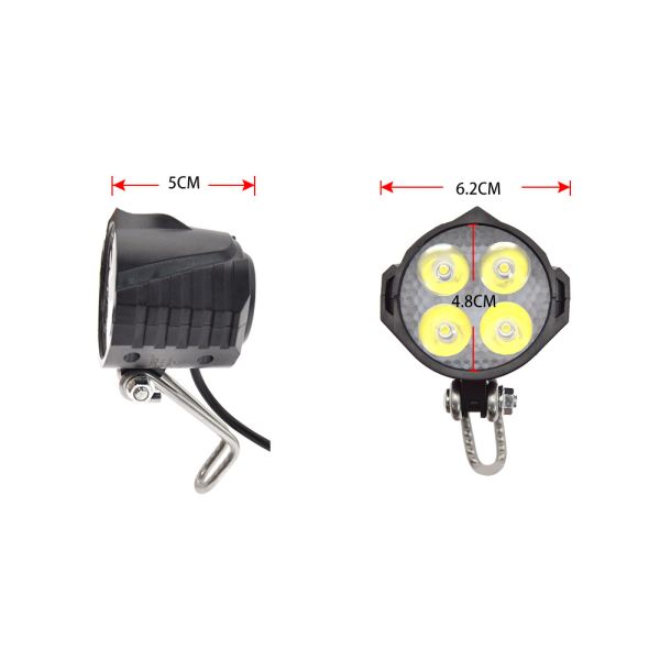 Electric Bike Tail Light Kit Five Star Horn Headlight Steering Switch Ebike Conversion Kit Black