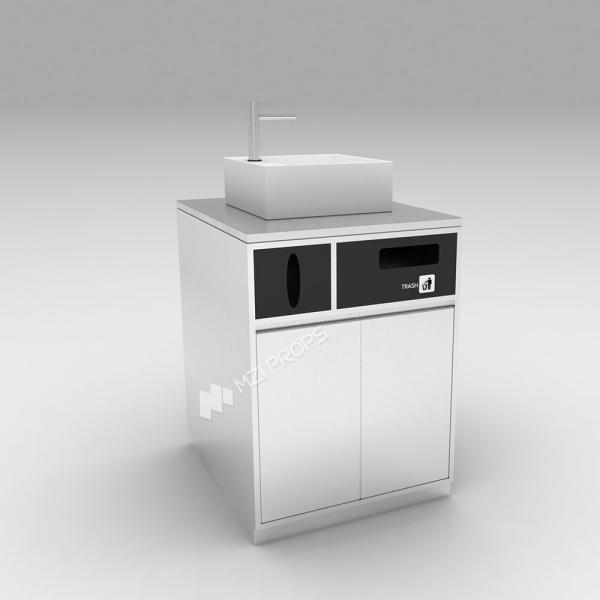 Grey Washbasin Experience Desk With Handwashing Stand For Skincare Store Display Furniture And Cosmetic Shop Design