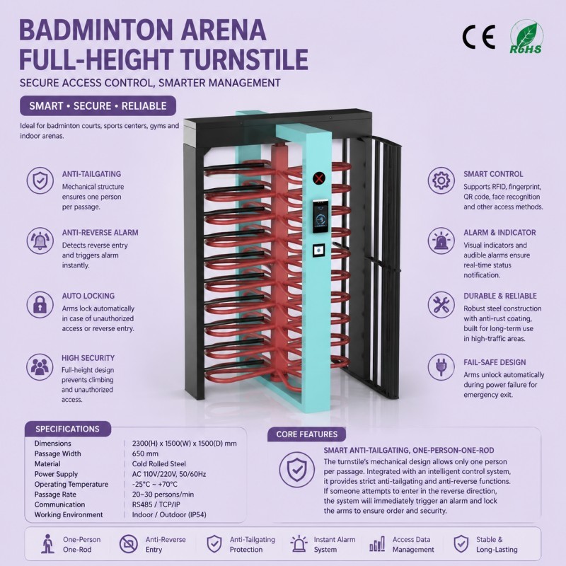 Full-height Turnstiles Can Be Combined With Attendance Access Control For Efficient Management.