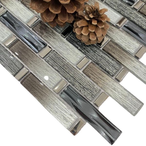 Crystal Strip Glass Mosaic Tile Sheets Kitchen Backsplash Glass Mixed Glass Mosaic Tile