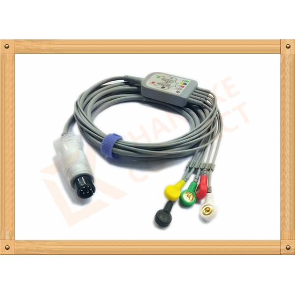 6 Pin One Piece Reusable ECG Patient Cable 5 Lead Defib , PVC Insulation