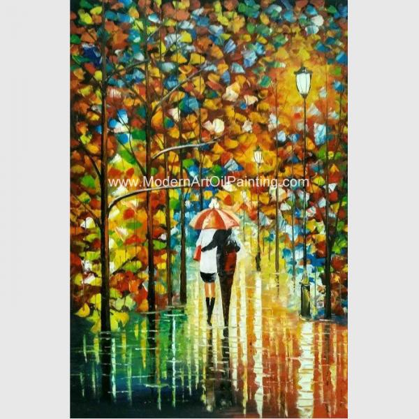 Quality Handmade knife art painting on Canvas Colourful Night View for Wall Decoration for sale