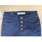 China 4 Buttons Ladies High Waisted Skinny Jeans Dark Blue 85% Cotton 13% Polyester for sale