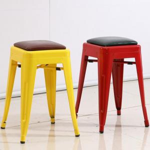 China YLX-1113 Loft Simple Style Steel Tolix Mini Square Stool chair with Cushion on sale
