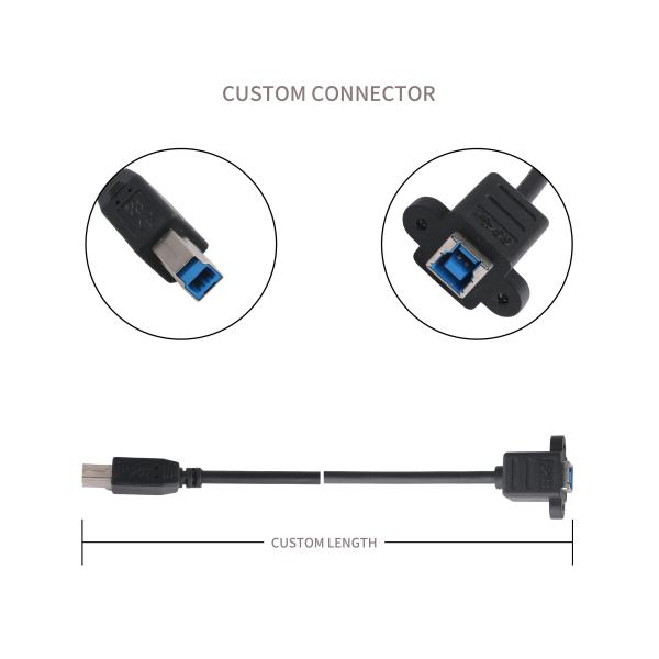 Male To Male / Female USB 3.0 B Cable Black For Printer Equipment