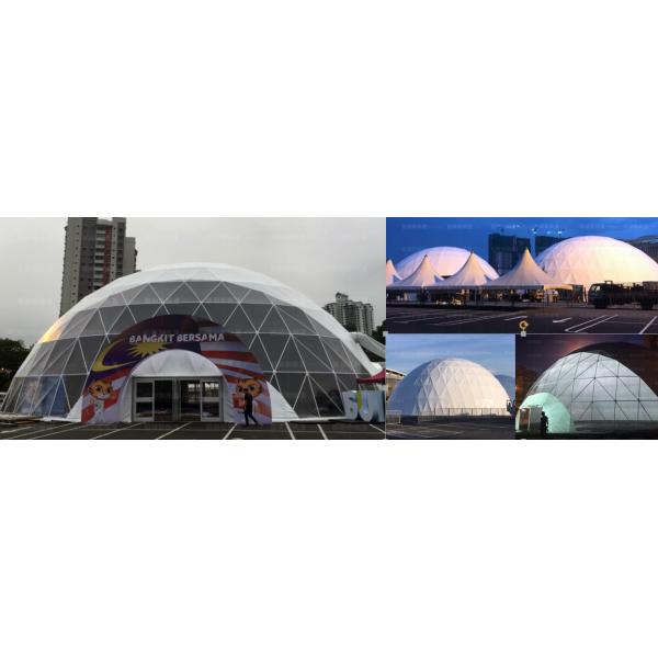 Round white half sphere tent , 35m diameter geodesic dome tent