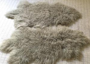 Tibetan Lamb Mongolian Fur Fabric For Throw Pillow Grey 60 * 90cm