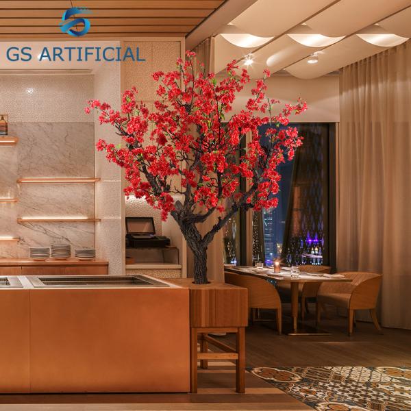 Red Cherry Blossom Fake Flowers For Shopping Mall / Event / Stage Decoration