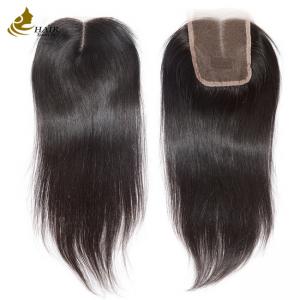 China Straight Hair Swiss Lace Frontal Closure 4x4 Natural Color Middle Part on sale