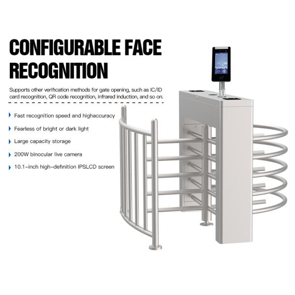 Durable Tested Gate Full Height Turnstile 1.5mm Thickness 20 Persons / Min