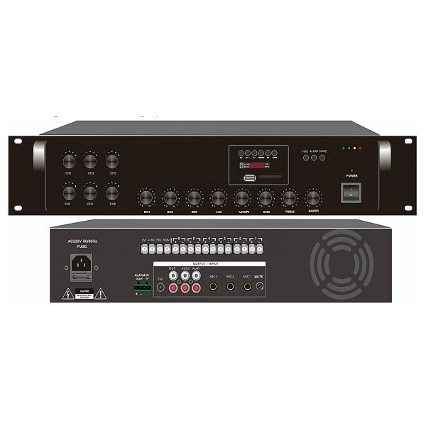 240W FM Bluetooth 6 Zones Output Mixing Amplifier With Remote Control